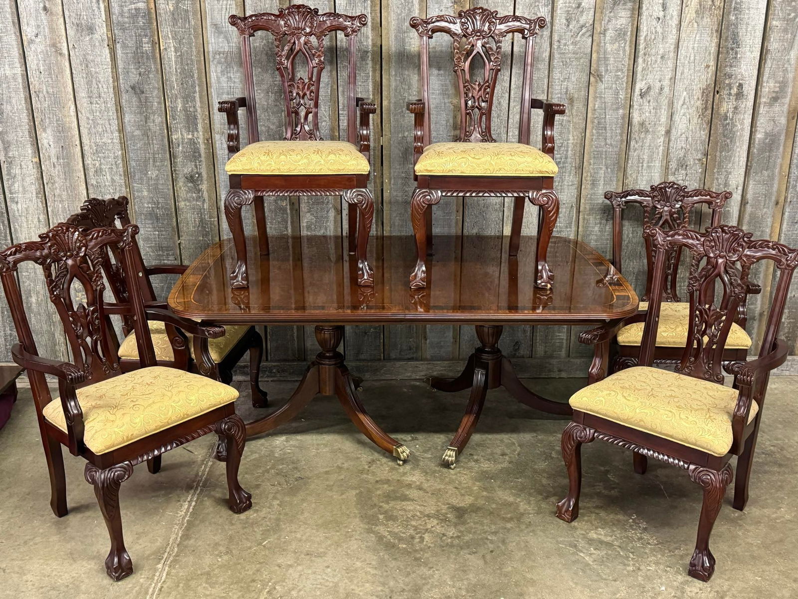 Ornate Dining Table and Set of 6 Captains Chairs (1 of 4)