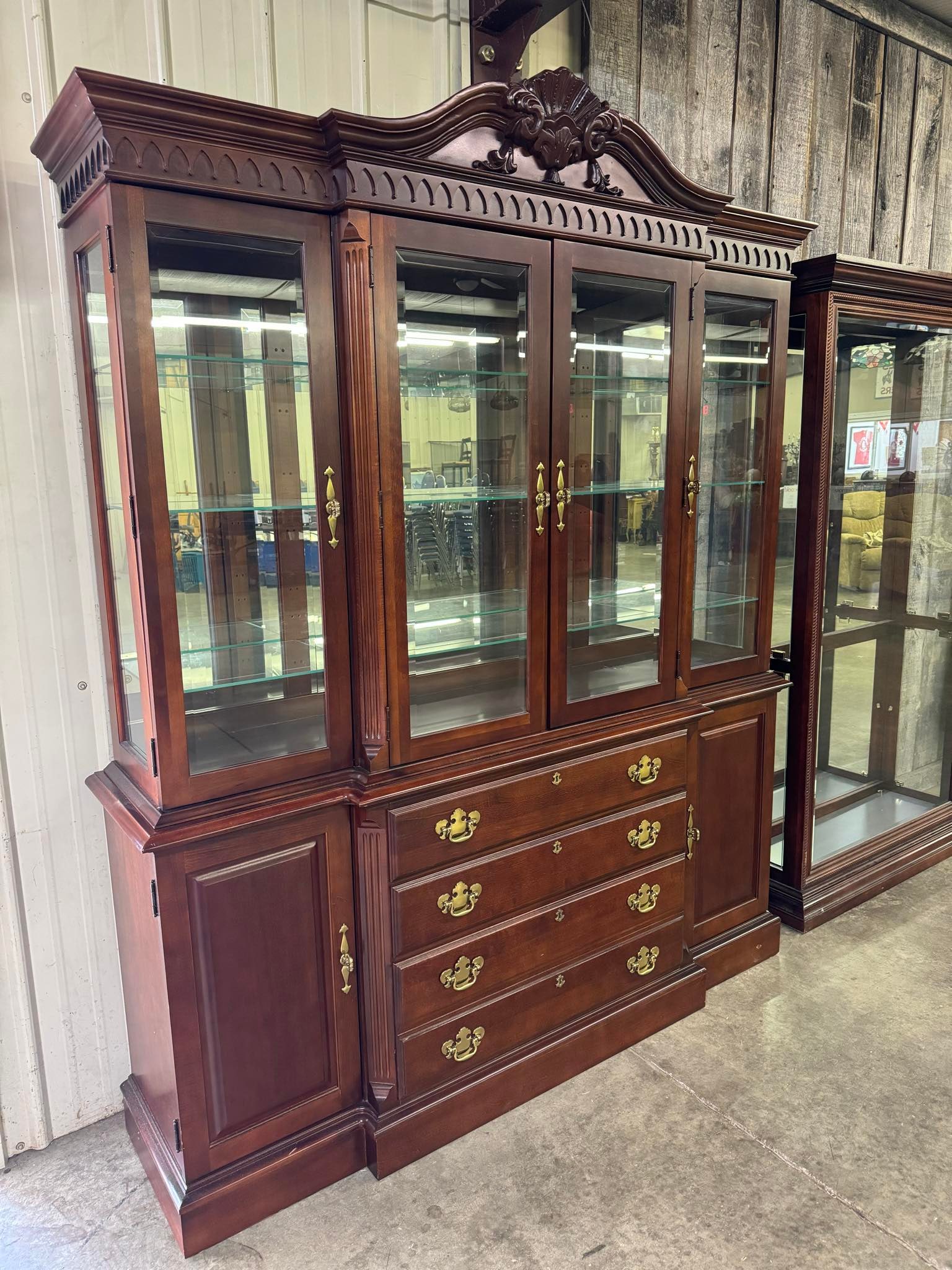 Vintage Chippendale Style Lighted 4 Drawer China Cabinet by American Drew (1 of 6)