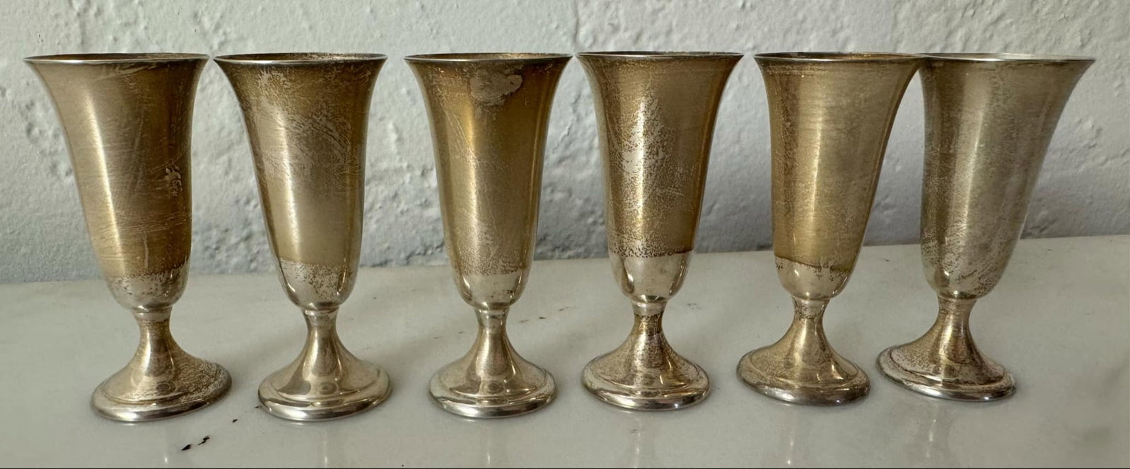 Vintage Weighted Sterling Silver Webster Style Shot Glasses: Vintage Weighted Sterling Silver Webster Style Shot Glasses