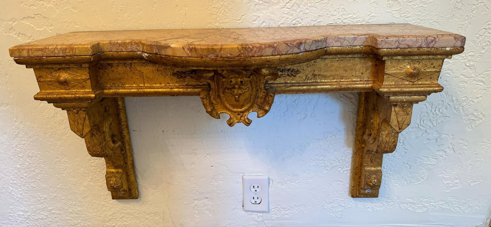 Decorative Ornate Gilded Pedestal Hanging Wall Shelf (1 of 4)