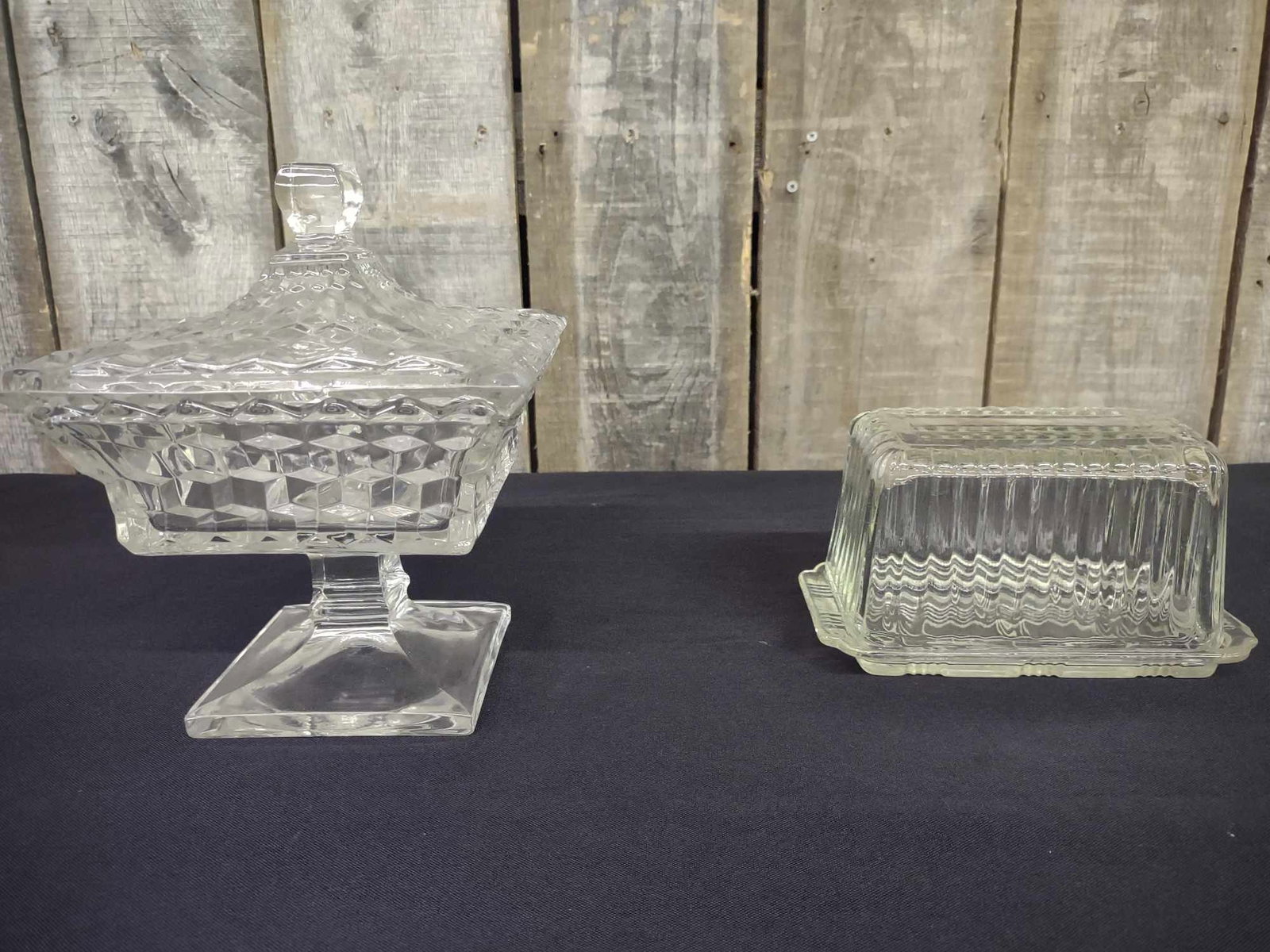 American Fostoria Covered Compote and Glass Butter Dish (1 of 4)