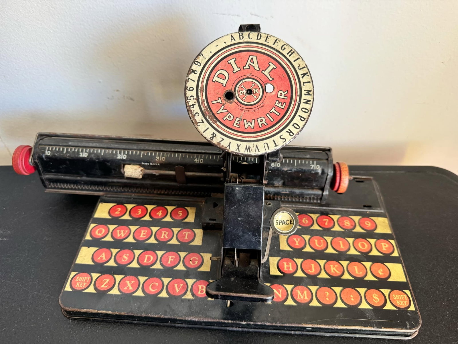 Antique Children's M&R Dial Typewriter Tin Toy (1 of 5)