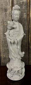Blanc de Chine Quan Yin (Kwan Yin) Goddess of Mercy, Porcelain Cast, Made in China