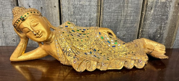 Gold Resin Reclining Buddha