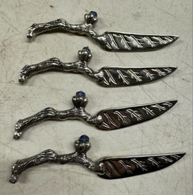 Bombay Style - Boxed Set of 4 Appetizer Knives with Twig Design Handles
