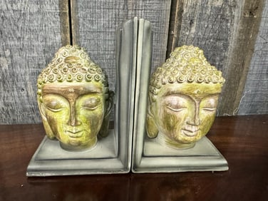 Buddha Head Book Ends Stoppers Set of Two (2)