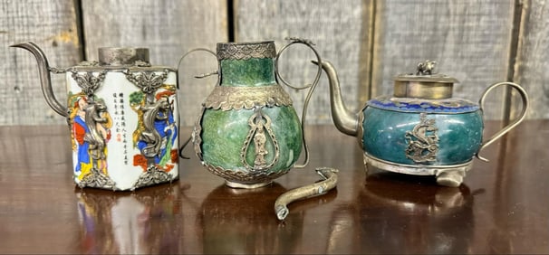Three (3) Antique Style Chinese Teapots