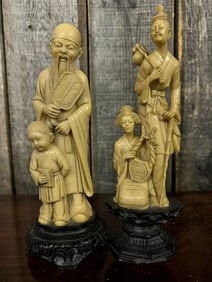 Two Oriental Vintage Carved Resin Figures