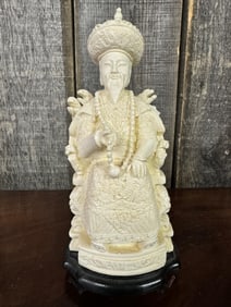 Vintage 9?? Chinese Carved Resin Emperor Statue Figurine
