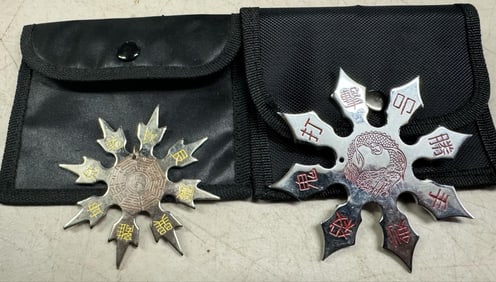 Two (2) Throwing Stars in Nylon Cases