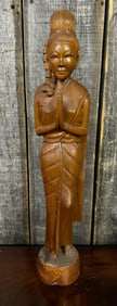 Hand Carved Wooden Praying Woman Figure