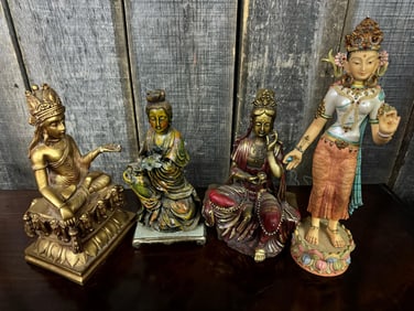 Four (4) Female Figurine Buddhas