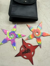 Three (3) Throwing Stars in Nylon Case