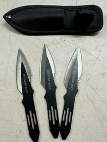 Trio of Thunderbolt Throwing Knives in Nylon Case