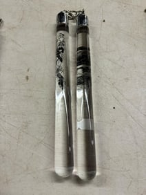 Clear Acrylic Nun Chucks w/ Dragons