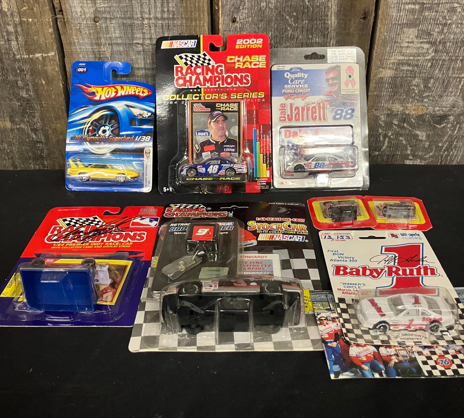 Nascar Collectables Including 1:43 Scale Diecast Dale Earnhardt Sr. (6"), Jimmie Johnson, Dale: Nascar Collectables Including 1:43 Scale Diecast Dale Earnhardt Sr. (6"), Jimmie Johnson, Dale Jarrett And Limited Edition Baby Ruth Diecast Nascar Replica