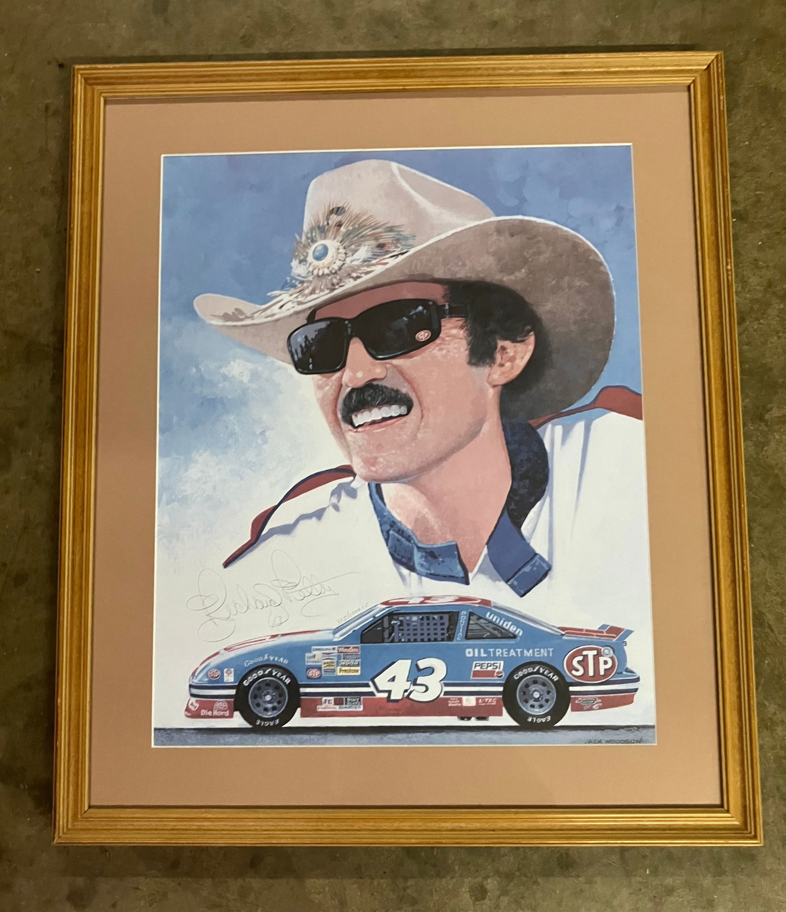 SIGNED By Richard Petty Nascar Framed Print 315/1000 Special Edition By Artist Jack Woodson 21"X24" (1 of 4)