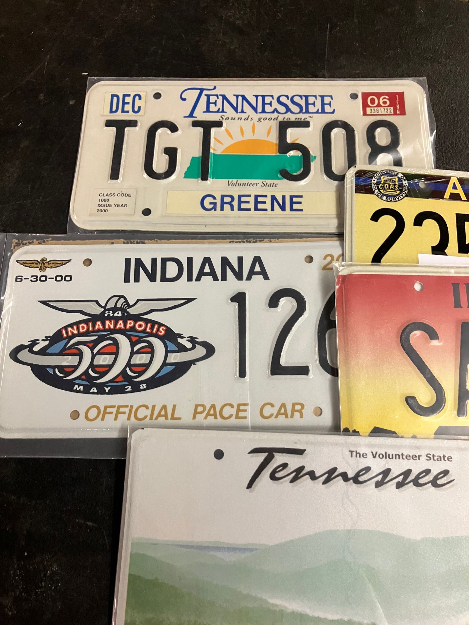 Assorted License Plates Including Indianapolis 500 Official Pace Car Plate (1 of 3)