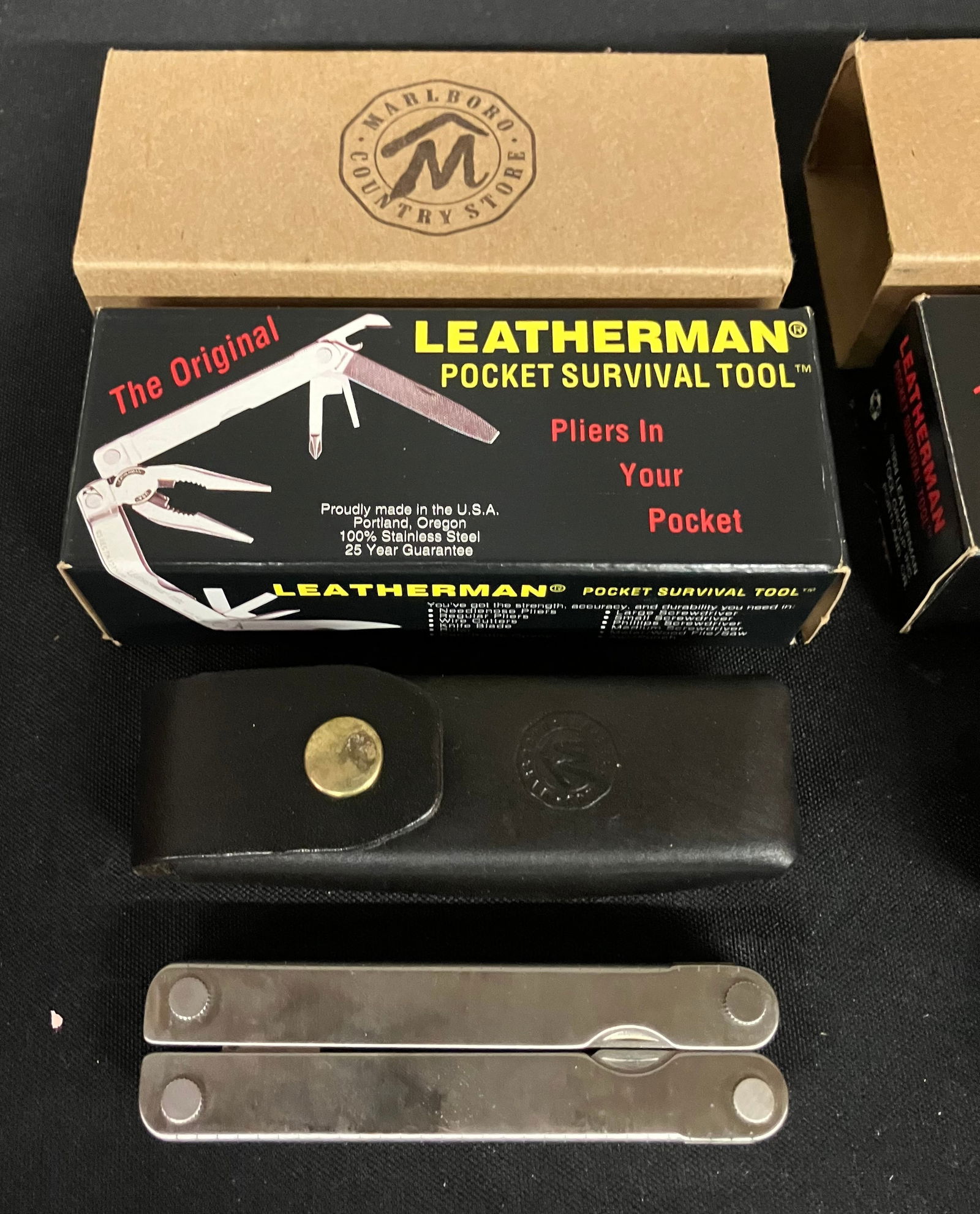 Pair Of Unused Leatherman Pocket Survival Tools With Leather Case And Original Packaging 4" (1 of 4)