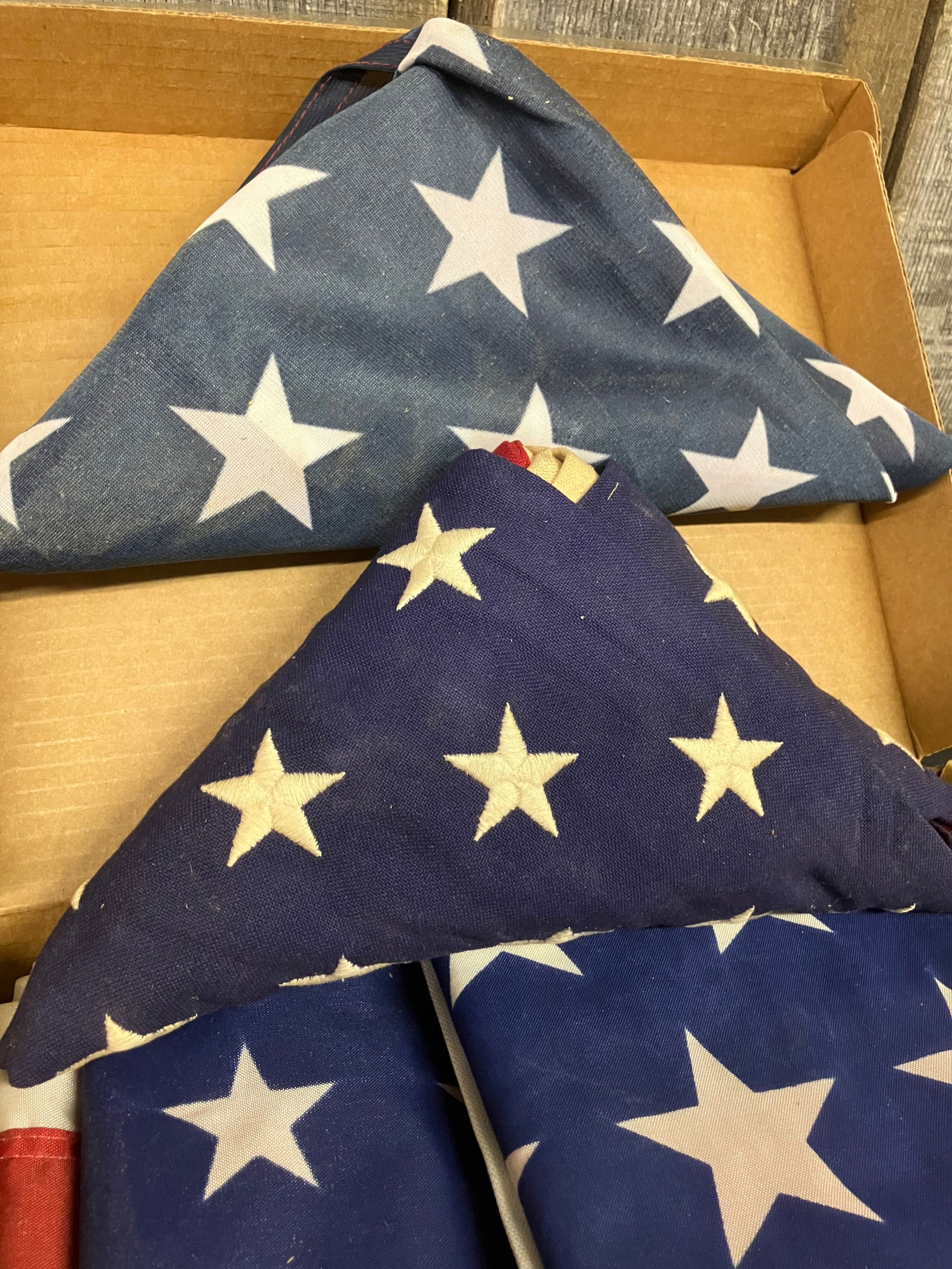 Pair Of 48 Star U.S. Flags With Pair Of Folded U.S.A. Flags (1 of 4)