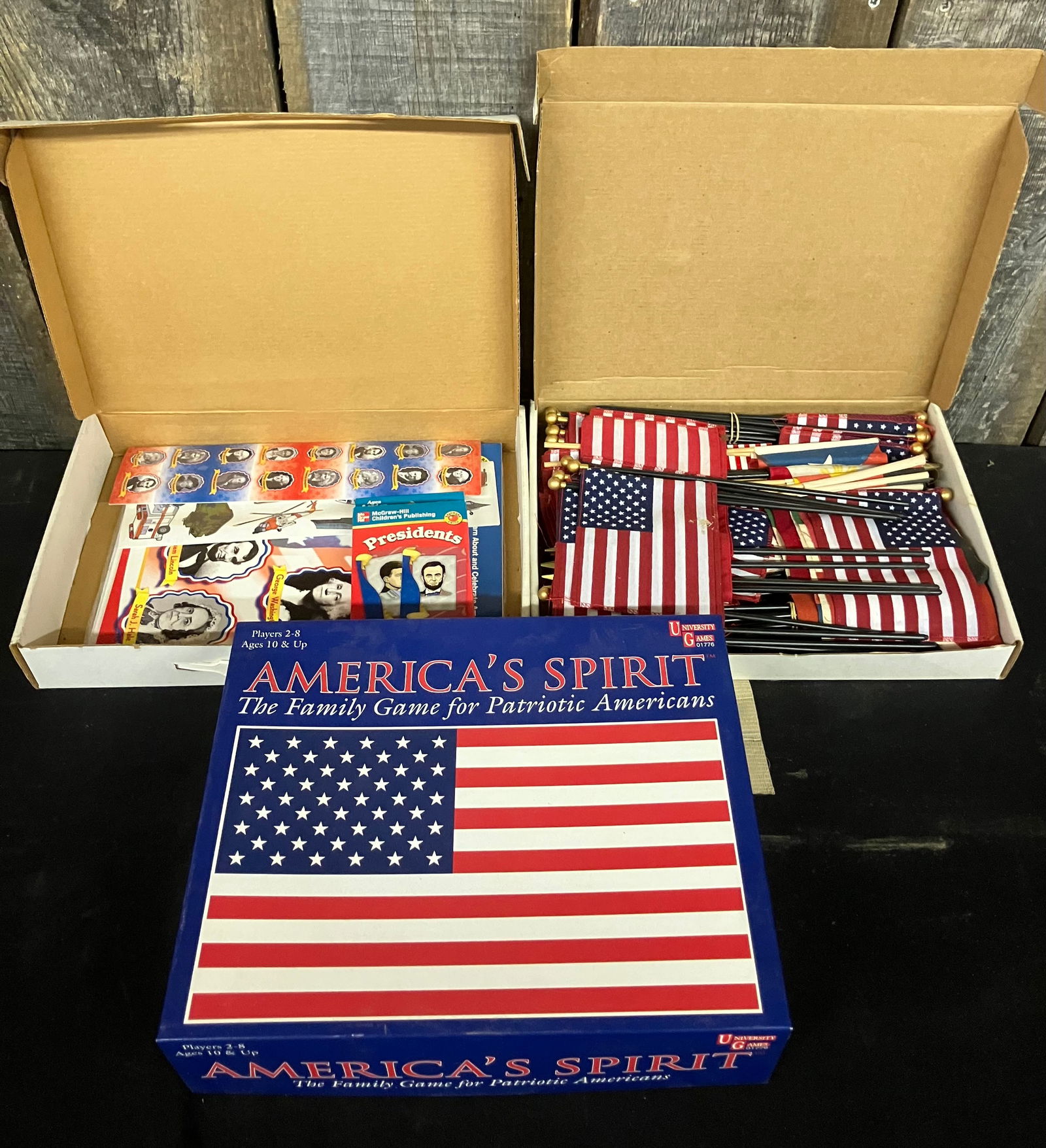 Lot Of Handheld American Flags, Presidential Items And "America's Spirit" Family Patriotic Game (1 of 4)