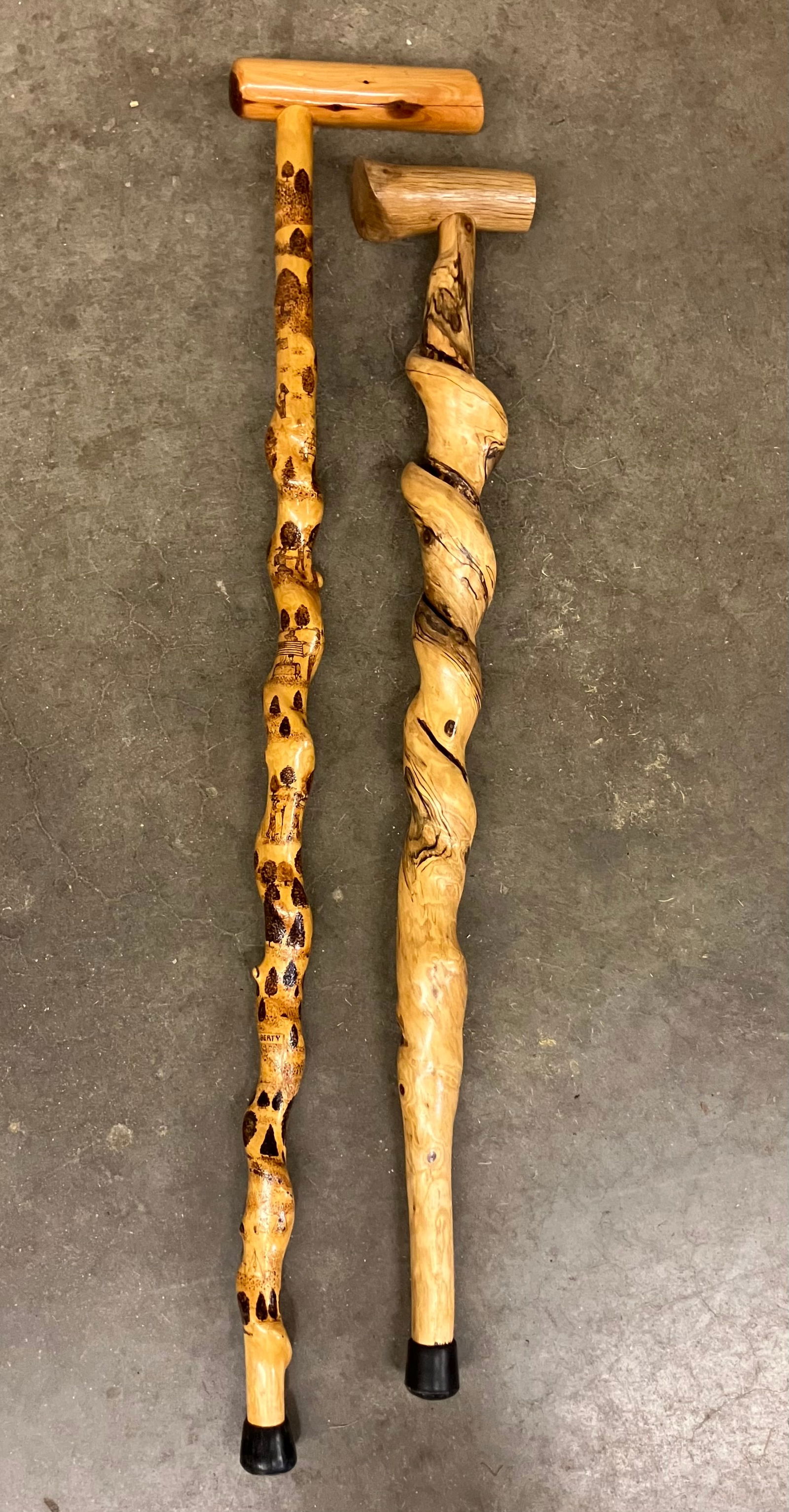 Pair Of Twisted Vine- Heavily Decorated Walking Canes 34" Made By Award Winning Cane Maker - (1 of 4)