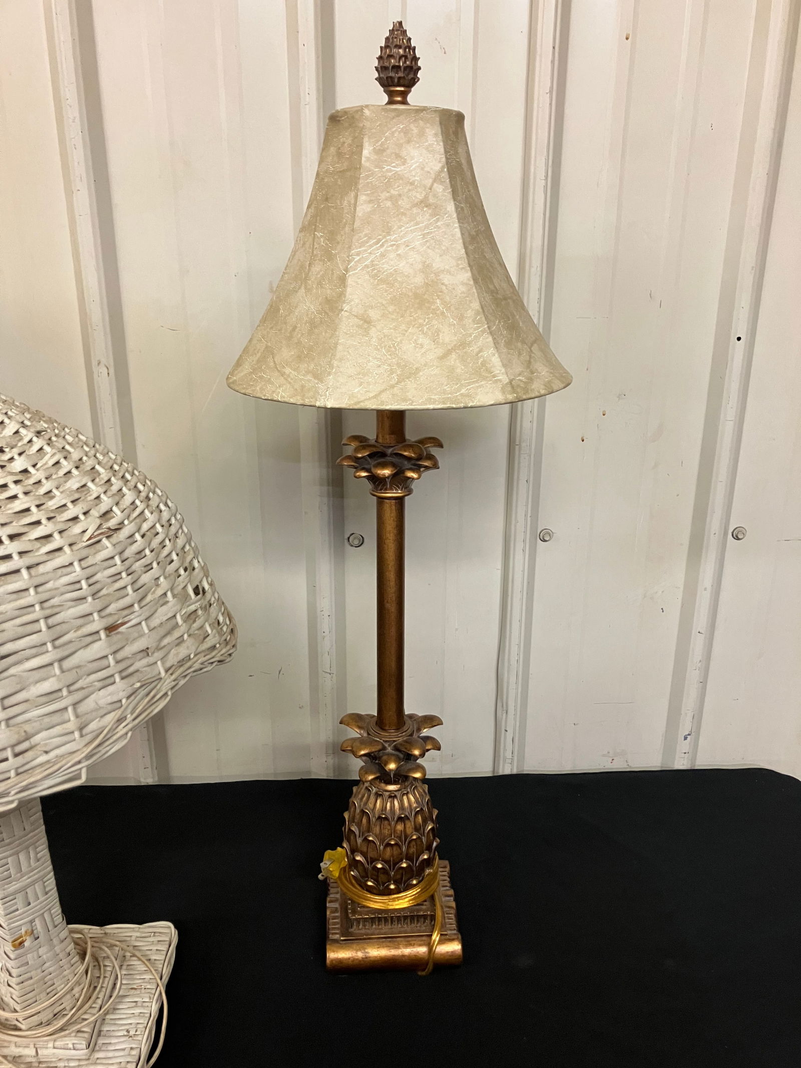 Trio Of Table Lamps Including Vintage Unique Wicker Lamp (Tallest 32") (1 of 4)