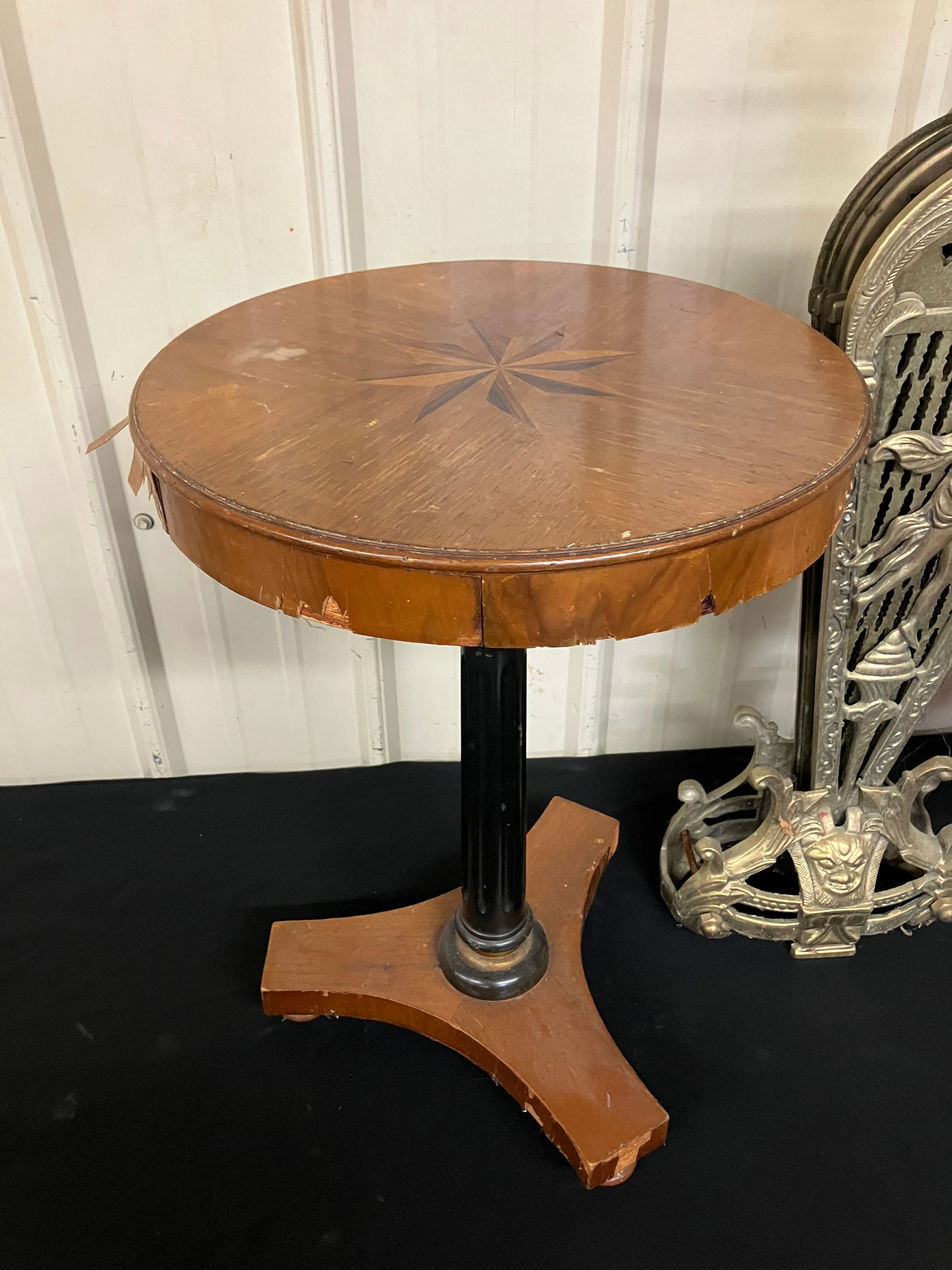 Brass Fireplace Screen (34"H), Marble Base Desk Lamp With Antique Side Table - Plant Stand (Some (1 of 5)