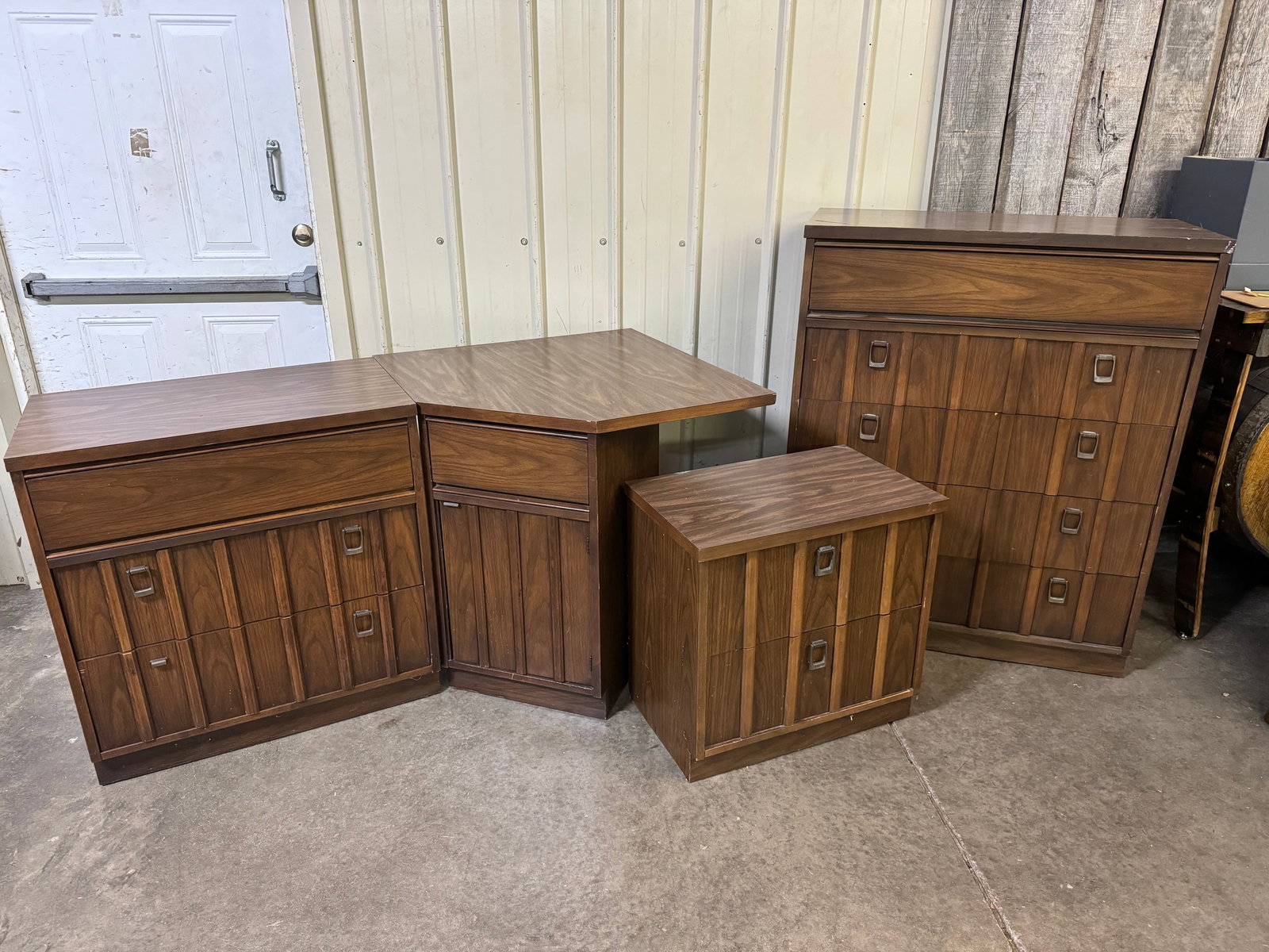 4 Pc. Mid-Century Modern Style Pair Of Chests, Night Stand And Corner Cabinet With Desk Surface (1 of 3)