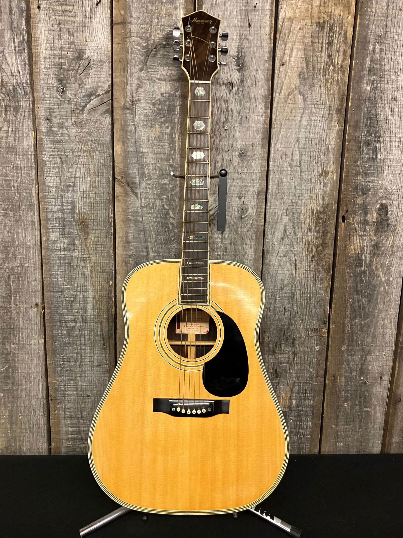 The Harmony Company (Chicago, Ill.) Acoustic Guitar Natural Finish Model No.H66PI App. 4"X 16"X41": The Harmony Company (Chicago, Ill.) Acoustic Guitar Natural Finish Model No.H66PI App. 4"X 16"X41" With Hard Case
