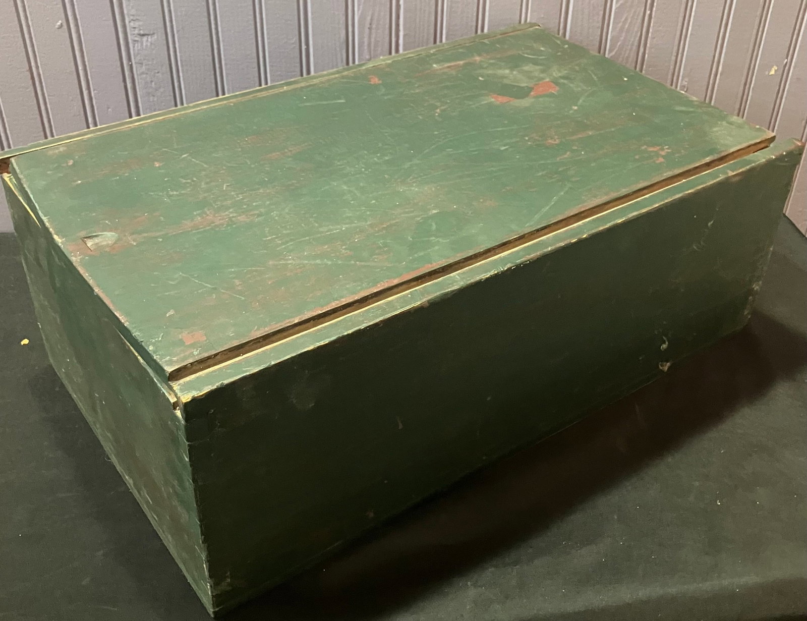 Early Primitive Sliding Top Wooden Storage Box 12"X20"X8" (1 of 3)