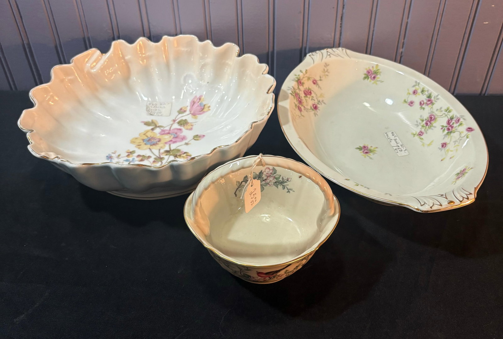 Trio Including Occupied Japan Ruffled Edge Bowl (9"), Lenox Serenade Porcelain Basket And German (1 of 7)