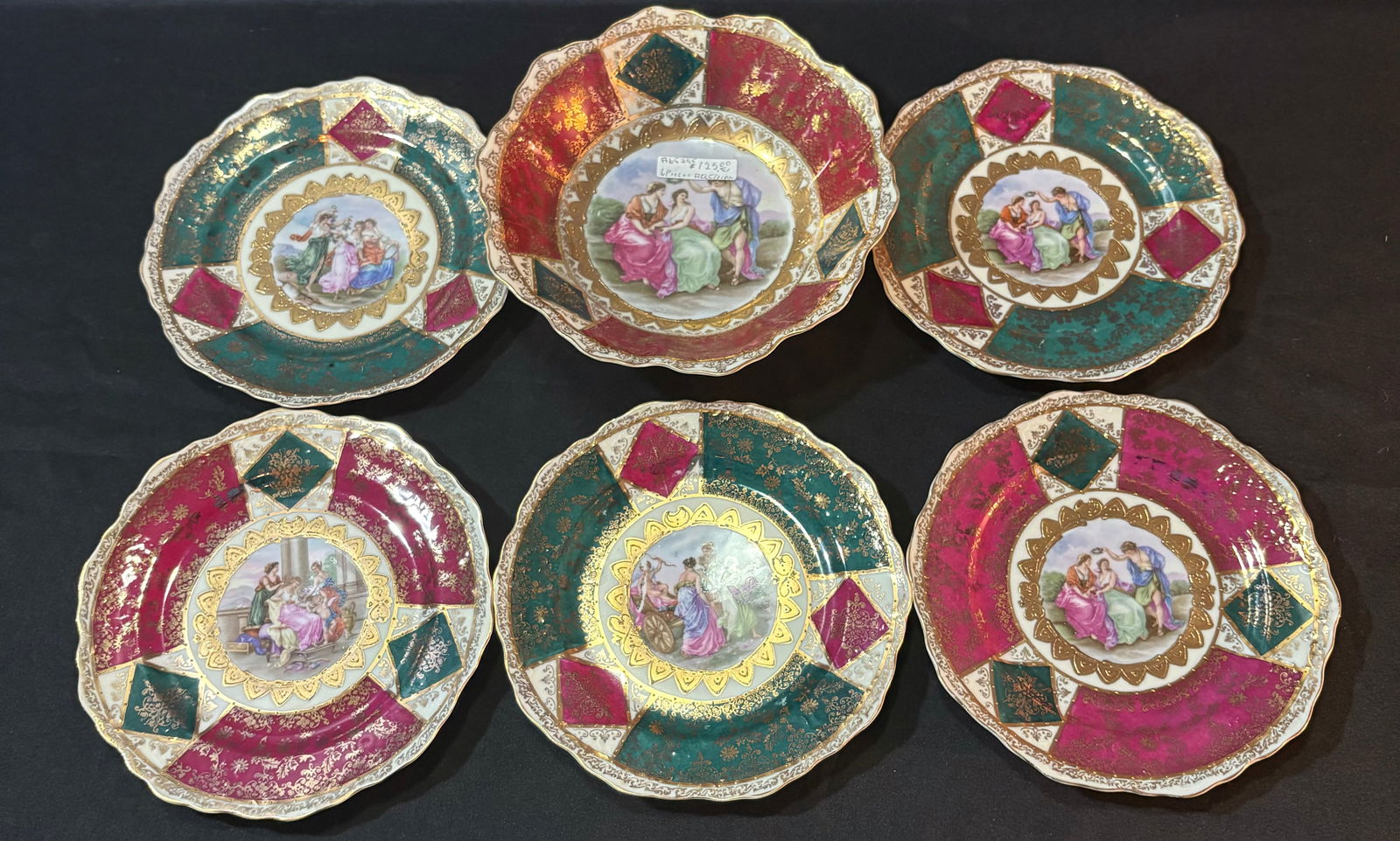 6pcs. Hand Painted Austrian Plate Set 9" (1 of 6)