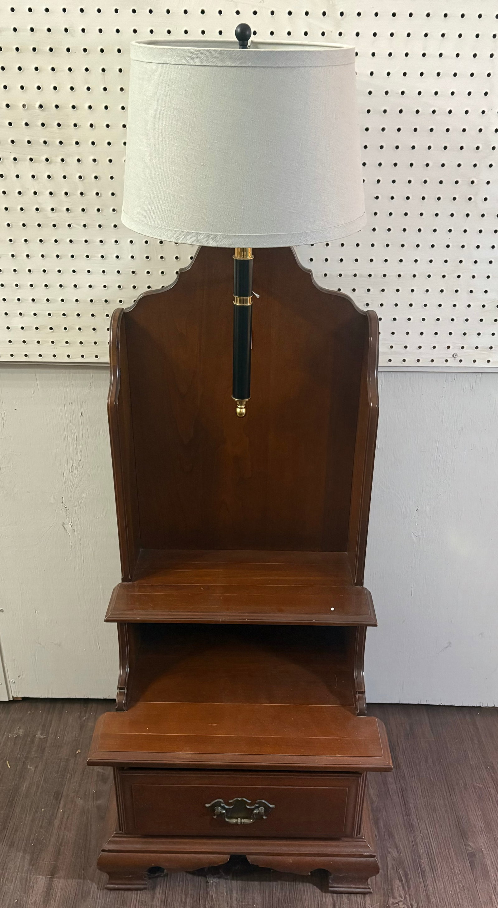 Rare Willett Tall Walnut Side Table With Light - Mid Century Modern Measuring 16"X 20"X 55" (1 of 6)