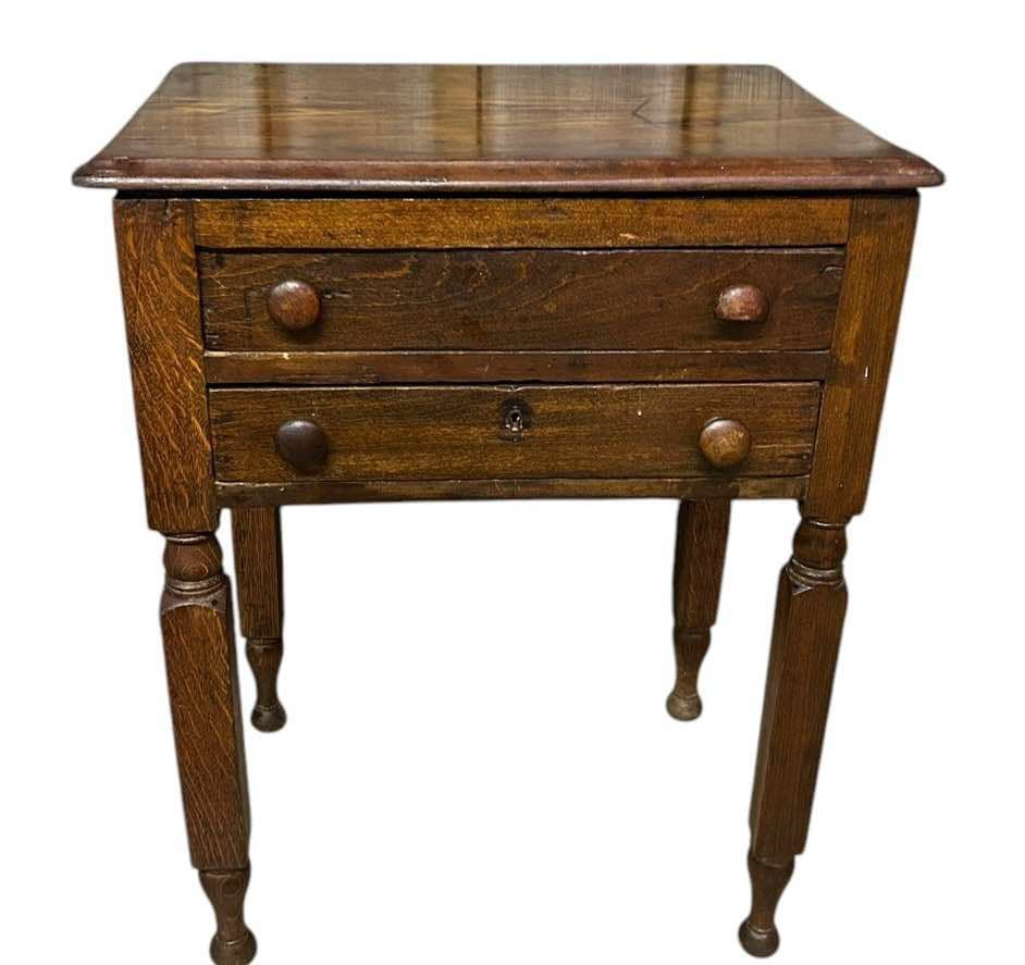 Early Two Drawer Sheraton Style Work Table On Turned Legs (1 of 4)