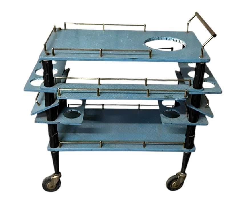 Industrial Style Bar Cart With Brass Railing 20"X34"X34": Industrial Style Bar Cart With Brass Railing 20"X34"X34"