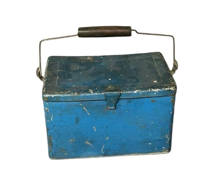Early Tin Painted Lunch Box 5"X8"X8" (1 of 2)