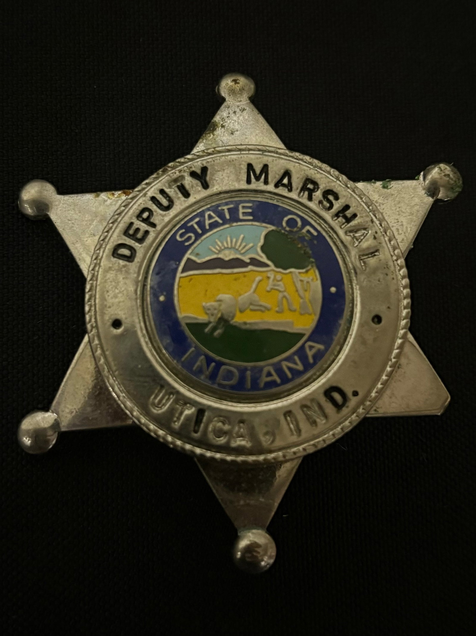 Deputy Marshall Law Enforcement Badge State Of Indiana (Utica, IND.) By Blackinton 2": Deputy Marshall Law Enforcement Badge State Of Indiana (Utica, IND.) By Blackinton 2"