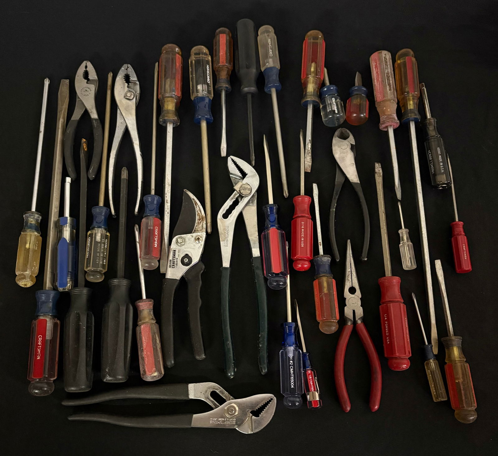 Collection Of Assorted Craftsman Screwdrivers, Snips, Channel Lock Style And Needle Nose Pliers (1 of 4)