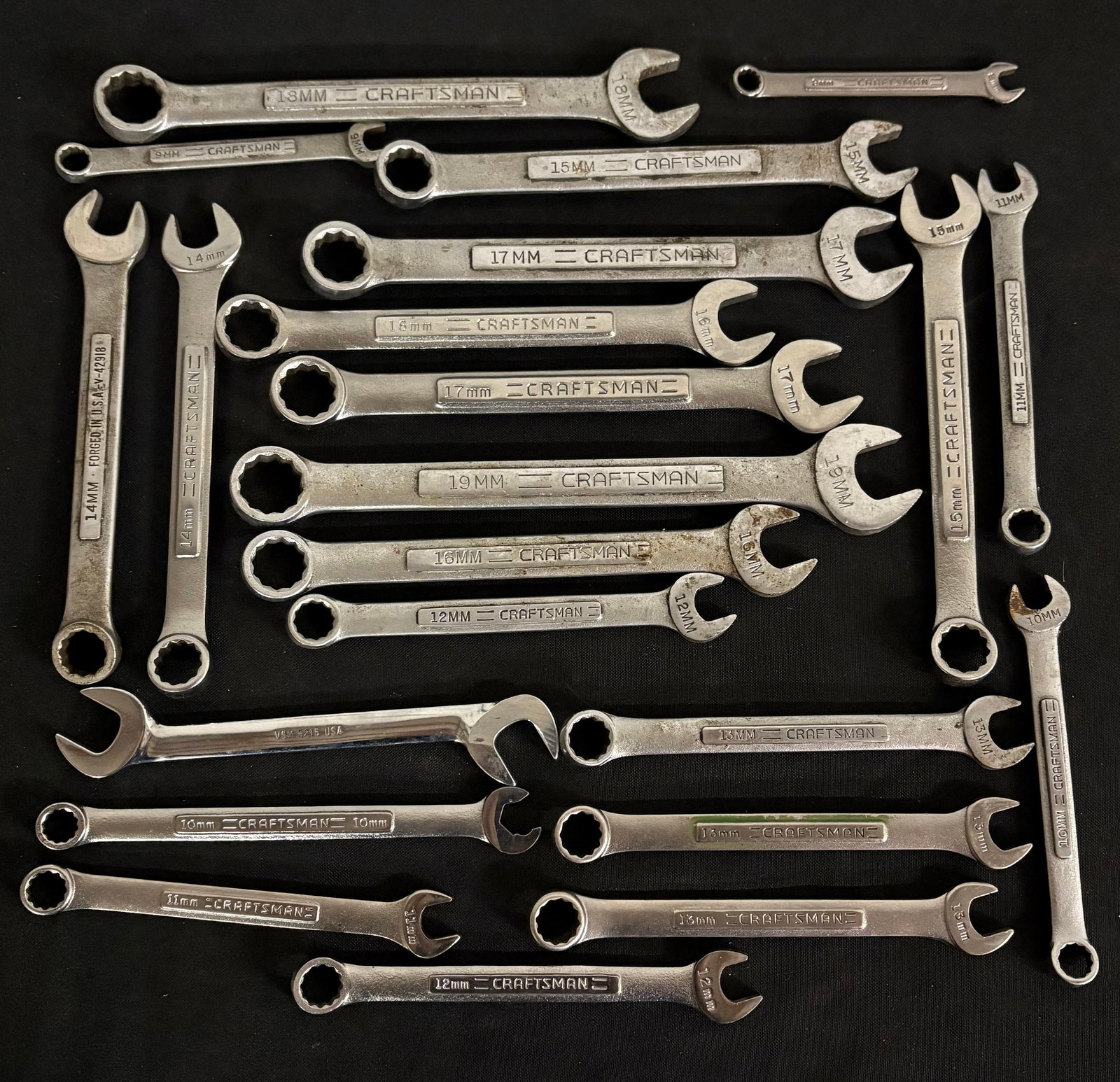 Large Collection Of Assorted Metric Craftsman U.S.A. Wrenches 10" (1 of 4)