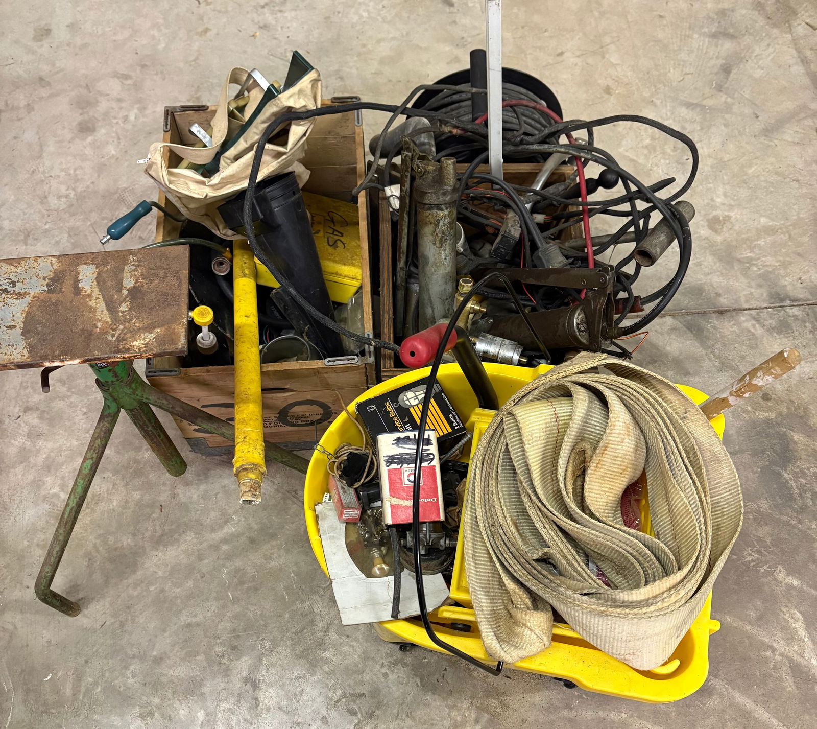 Large Collection Of Assorted Tools, Grease Guns, Extension Cords, Towing Strap, Supplies And Wooden (1 of 8)