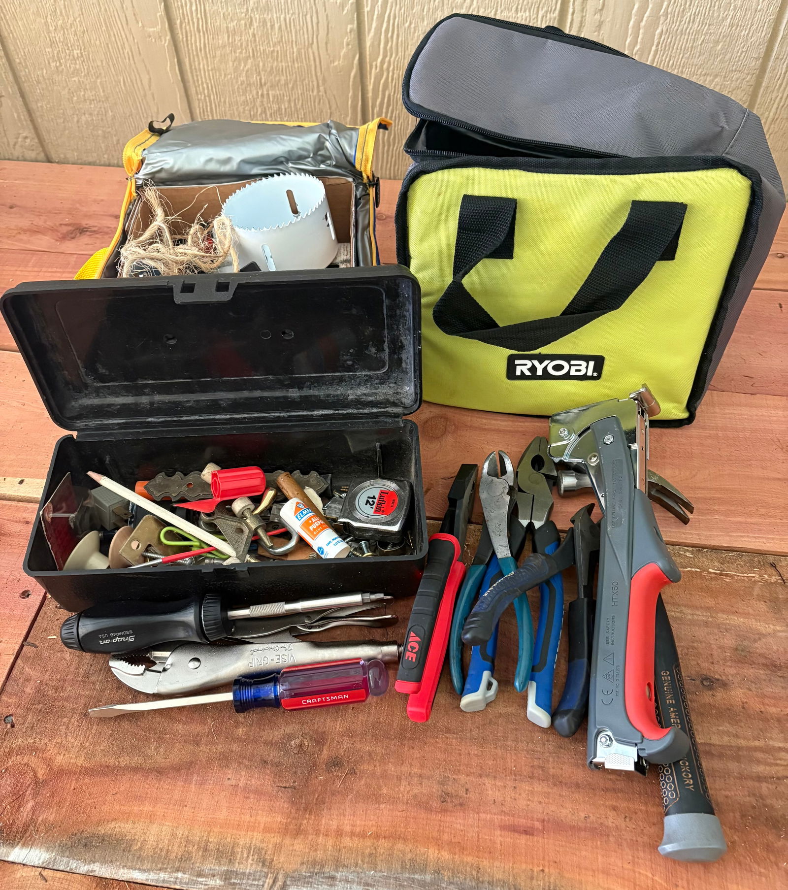 Collection Of Hand Tools Including Snap-On Screwdriver, Pliers, Hammer And Ryobi Bag (1 of 4)