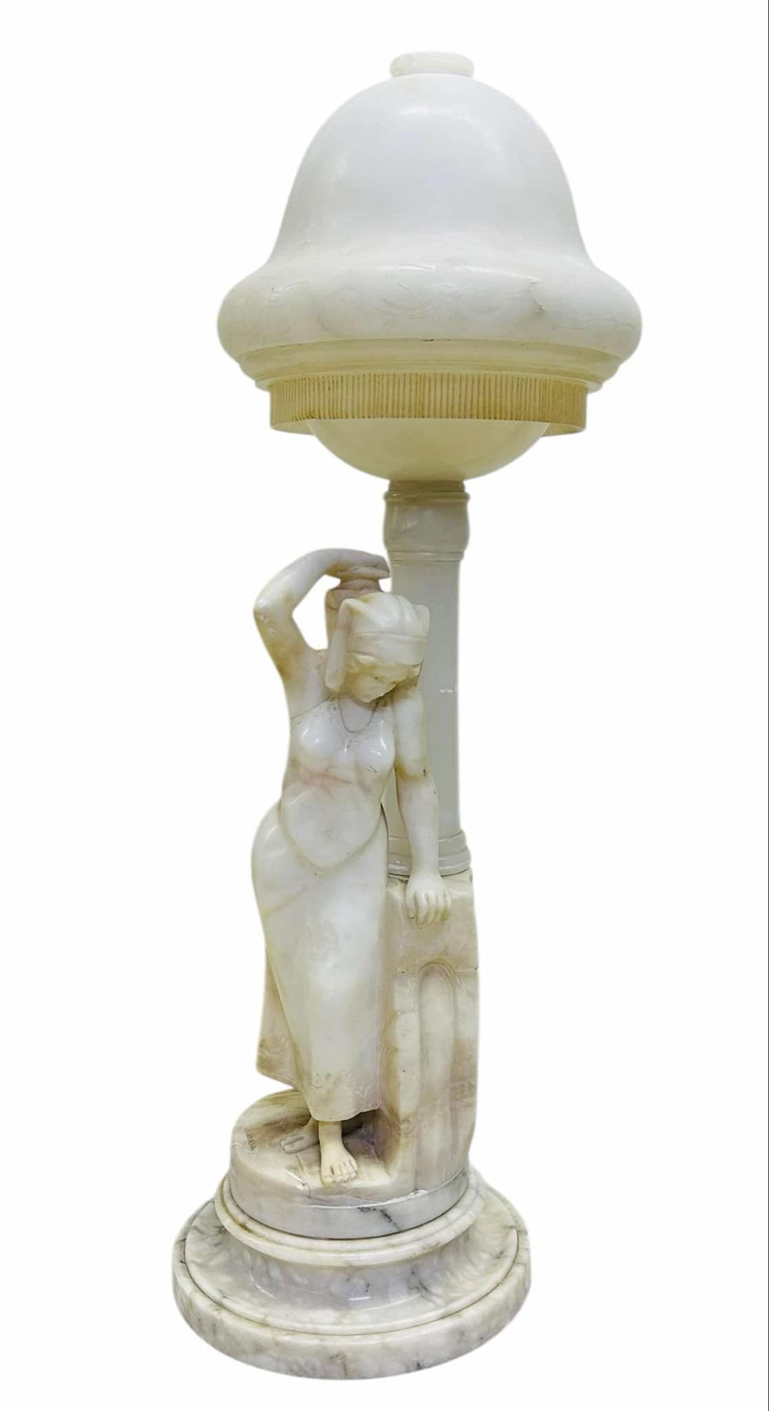 Victorian Alabaster Figural Lamp 7"X24" (1 of 3)