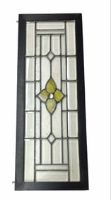 Victorian Style Leaded Glass Window In Frame 38.5"X14"