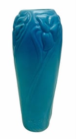 Art Nouveau Style Blue Van Briggle Vase With A Floral Design 3"X9.5"