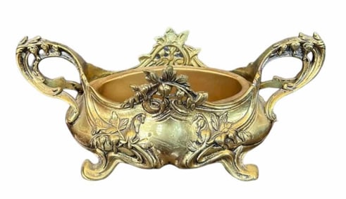 Victorian Brass Planter With Liner 4"X11"X4.75"