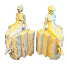 Art Nouveau Style Figural Boot Ends 4"X5"X8.5"