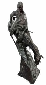 Large Indian On Horseback Bronze 8"X14"X26"