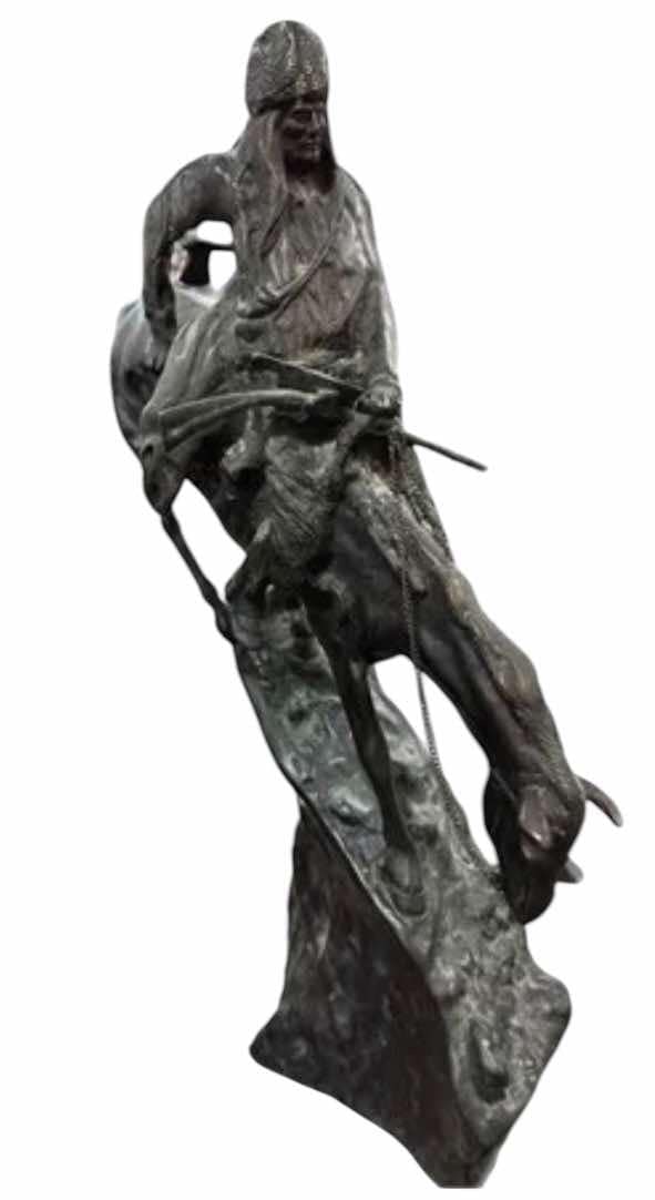 Large Indian On Horseback Bronze 8"X14"X26" (1 of 1)