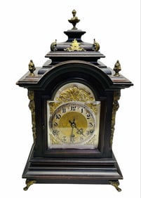 Victorian Rosewood Parlor Clock With Bronze Accents And Westminster Chimes Made In Germany, Serial